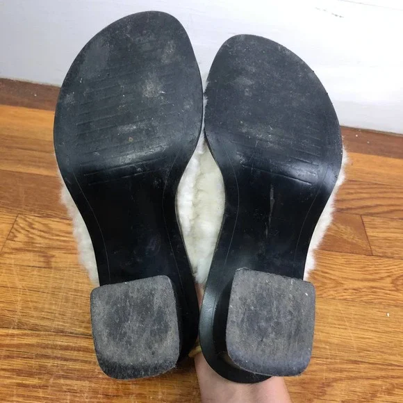 ZARA Open-Toe Sherpa Block Heeled Mules Size 37/6.5 - Picture 8 of 11